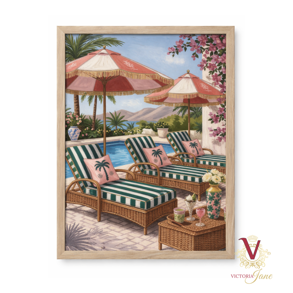 Palm Lounge Framed Art oak