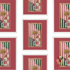 Palm Stripe Framed Art white repeated