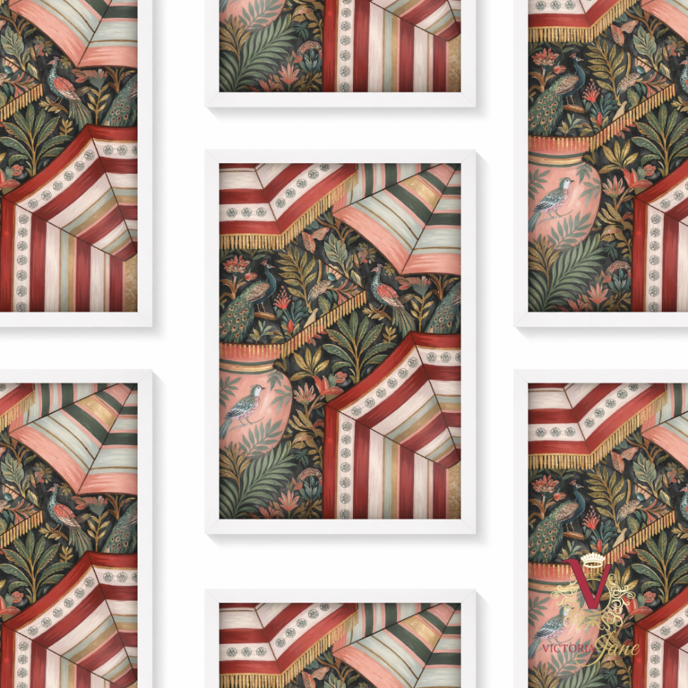 Parasol Play Framed Art white repeated