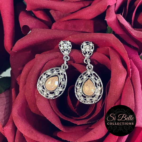 Higher Love Collection - Peach Drops Earrings close up