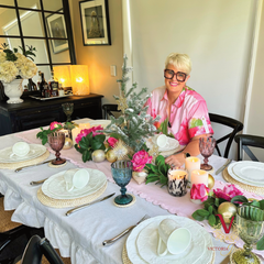 Pink Linen Table Runner victoria with table