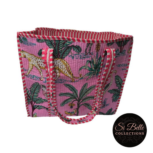 si belle collections Pink and Red Designer Tote front