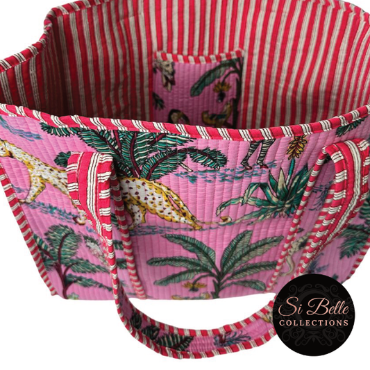 si belle collections Pink and Red Designer Tote inside