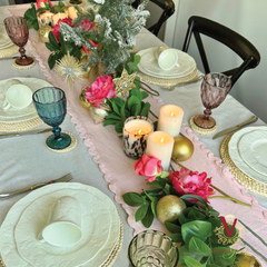 Pink Linen Table Runner victoria jane centrepiece