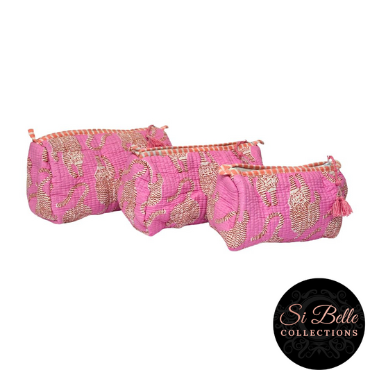 Pink Tiger Luxe Tote Pouch Set – Matching Duo