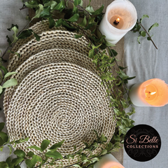 rattan placemats on table
