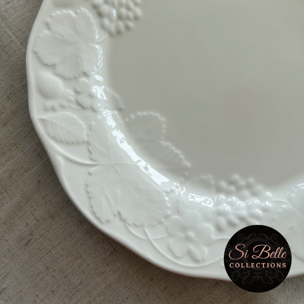 White Floral Dinner Plate close up