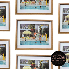 Pool Party Framed Art repeated on wall