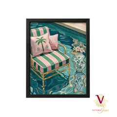Poolside Muse Framed Art black