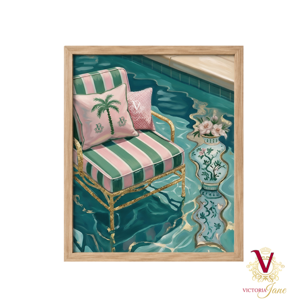 Poolside Muse Framed Art oak