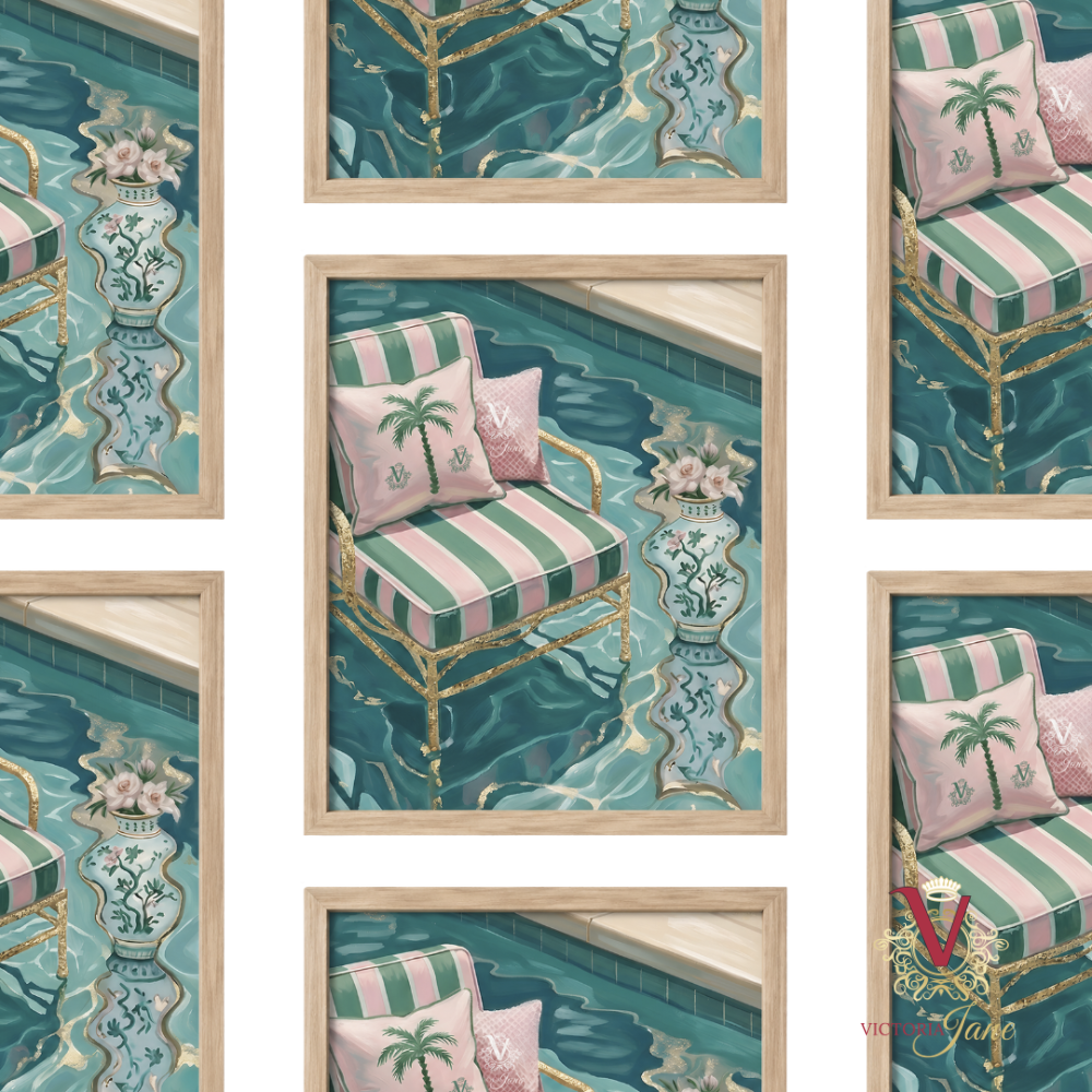 Poolside Muse Framed Art oak repeated