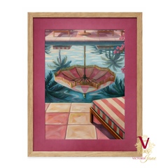 Poolside Reflections Framed Art oak