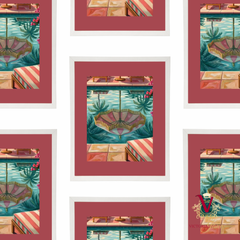 Poolside Reflections Framed Art white repeated