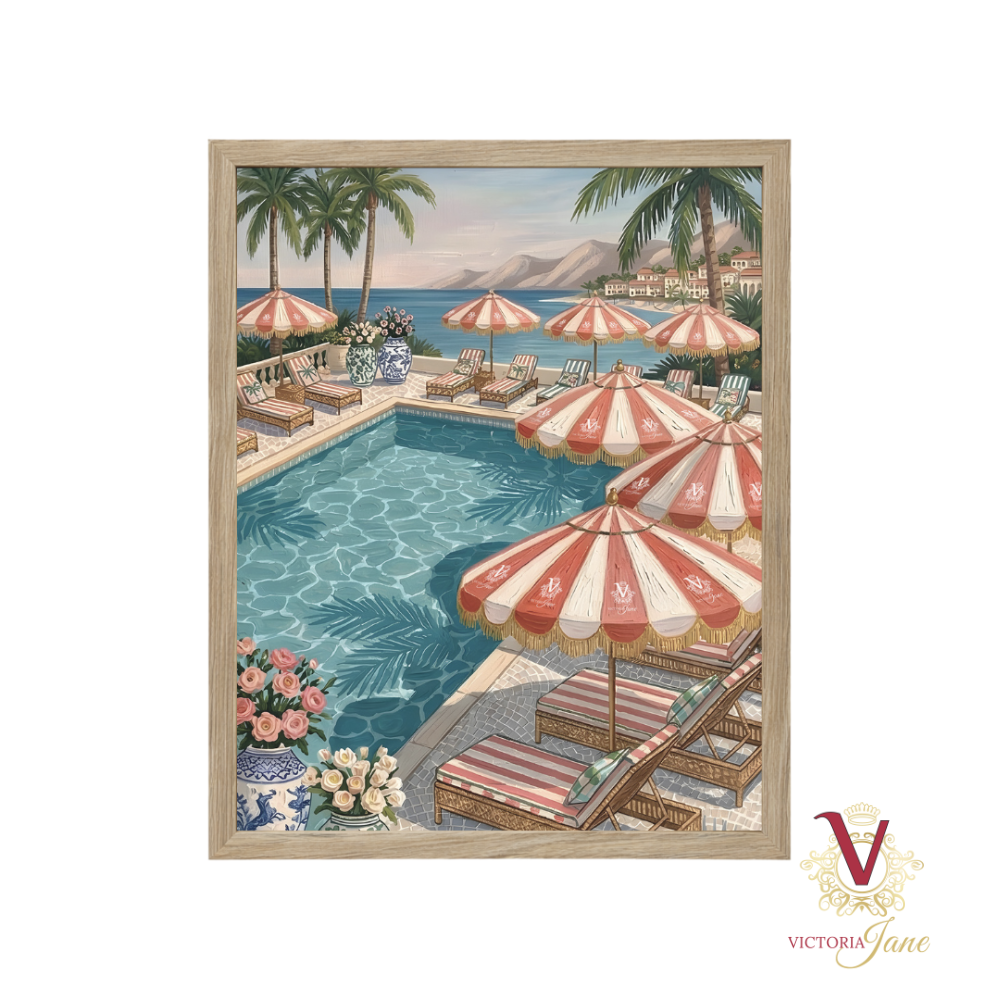 Poolside Society Framed Art oak