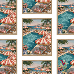 Poolside Society Framed Art oak repeated