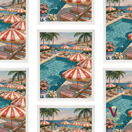 Poolside Society Framed Art white repeated