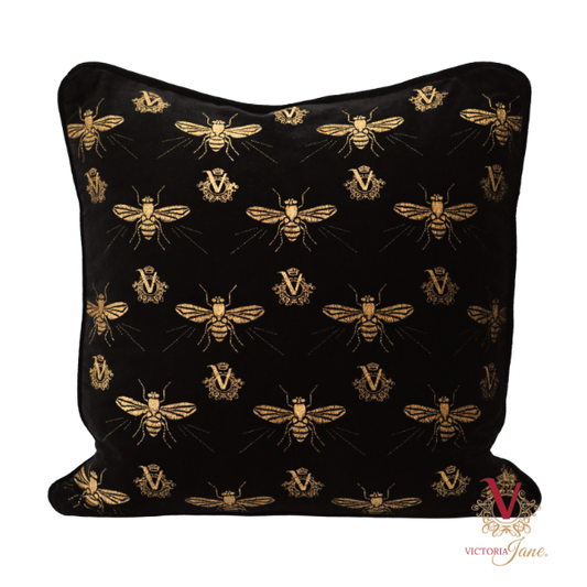 Queen Bee Black Velvet Cushion Cover back