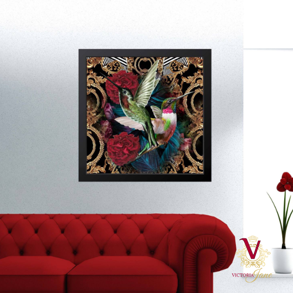 Twin vibrant hummingbird placed in a modern living environment in Christchurch. The hummingbirds fill the room with joy and confidence as she dances in her forest fantasy.