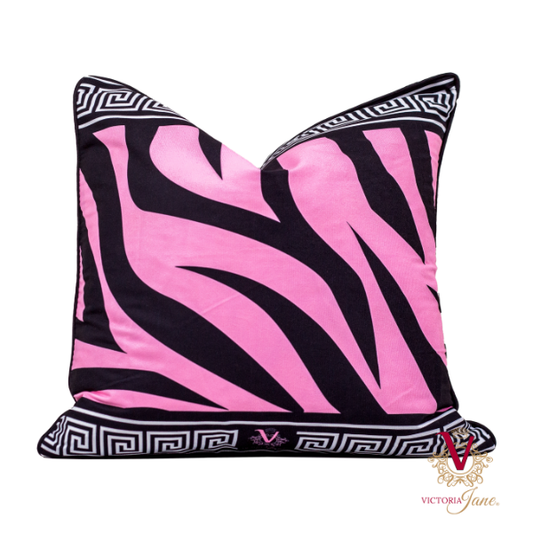 Victoria Jane - Safari Chic Velvet Cushion pink leopard detailed pattern chopped staged