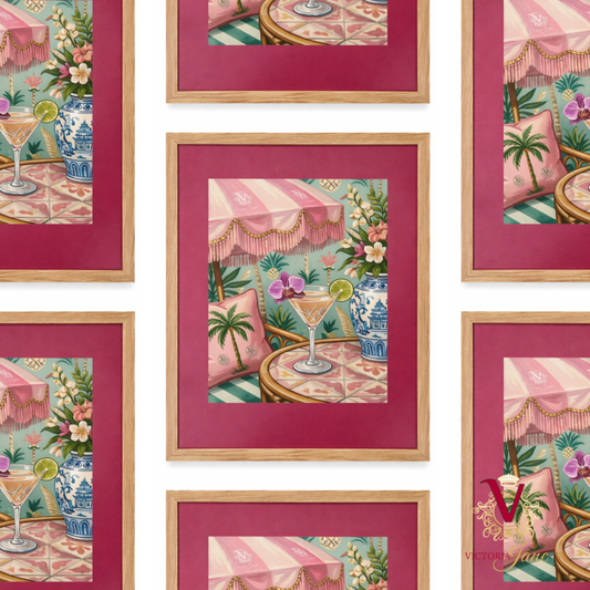 Spritz Hour Framed Art oak repeated
