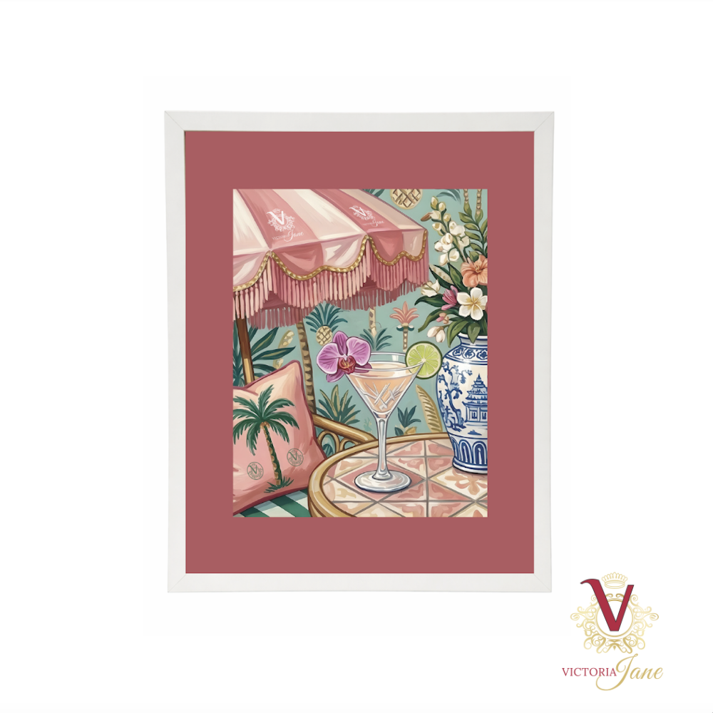 Spritz Hour Framed Art white
