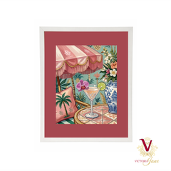 Spritz Hour Framed Art white