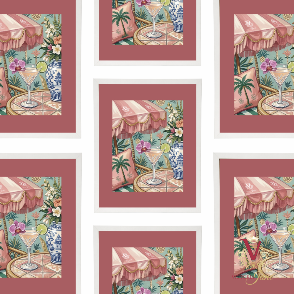 Spritz Hour Framed Art white repeated