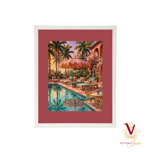 Sunset Cabana Framed Art white