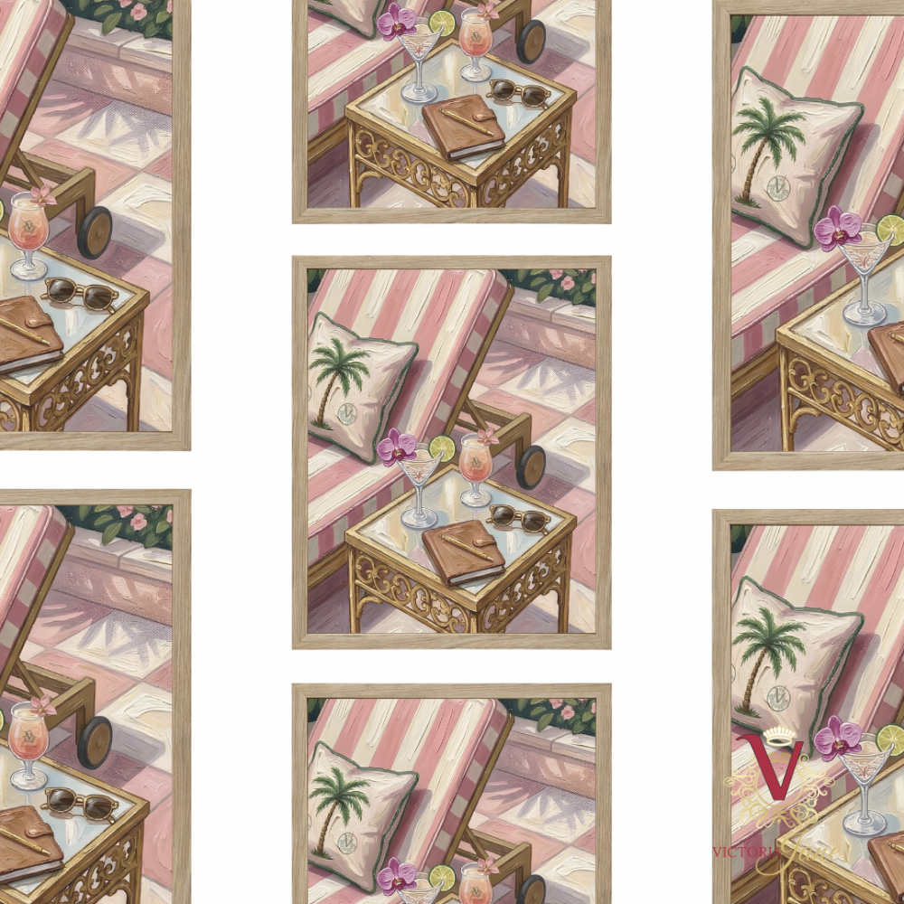 Sunset Spritz Framed Art oak repeated