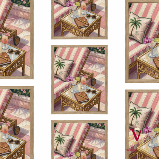 Sunset Spritz Framed Art oak repeated