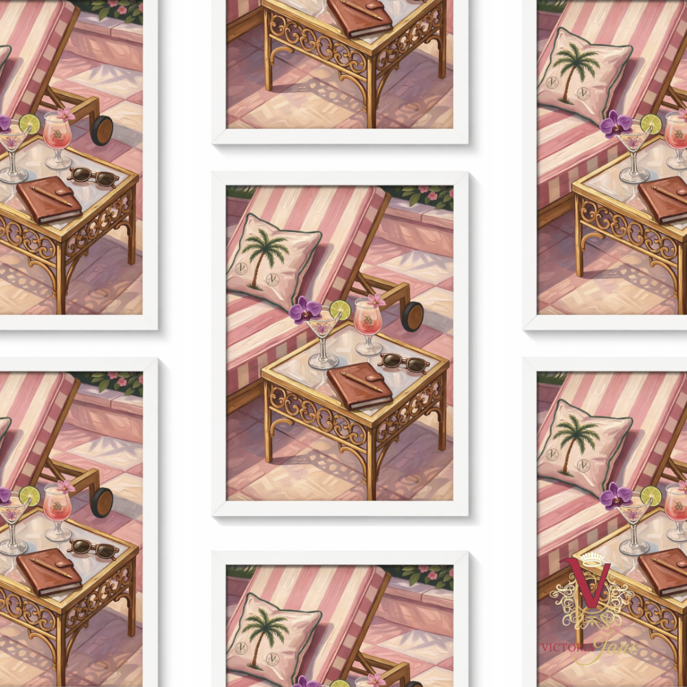 Sunset Spritz Framed Art white repeated