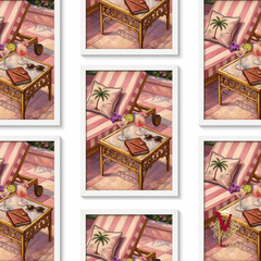 Sunset Spritz Framed Art white repeated