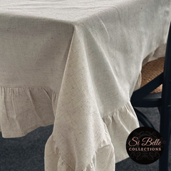 Linen Ruffle Tablecloth corner
