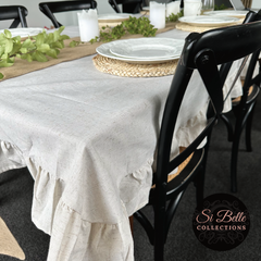 Linen Ruffle Tablecloth corner