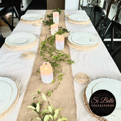 Linen Ruffle Tablecloth table spread