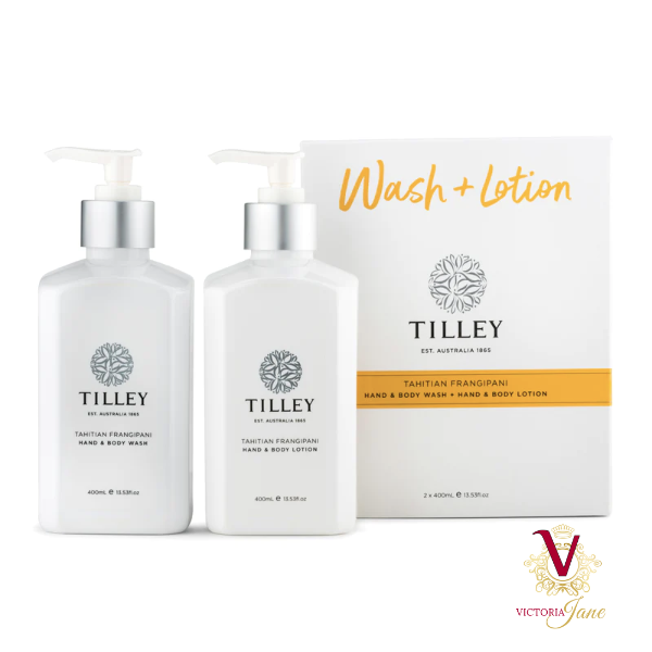 Tilley - Tahitian Frangipani Hand & Body Wash & Lotion Duo for Silky Soft Skin - 2 x 400ml