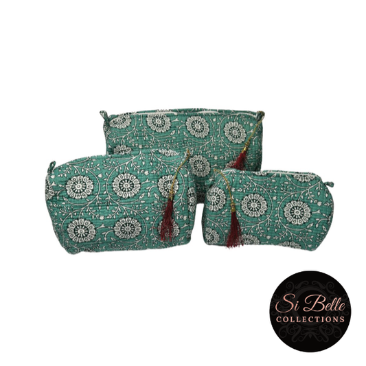 si belle collections Teal Paisley Pouch Bag Set 