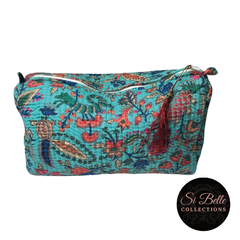 si belle collections Teal Floral Toilet Bag bag