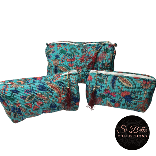 si belle collections Teal Floral Toilet Bag Set