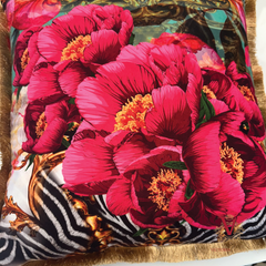 Peony Tiger Velvet Cushion