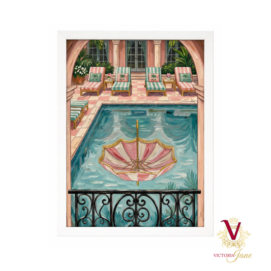 Umbrella Club Framed Art white