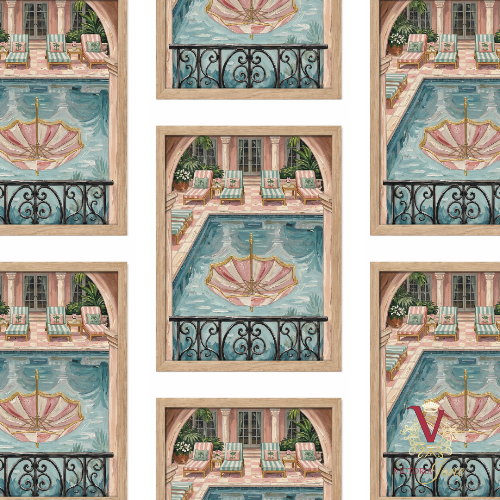 Umbrella Club Framed Art oak repeated