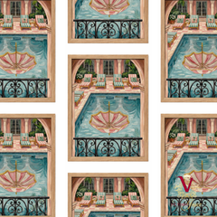 Umbrella Club Framed Art oak repeated