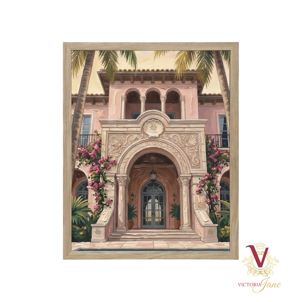 Villa Rosa Framed Art oak