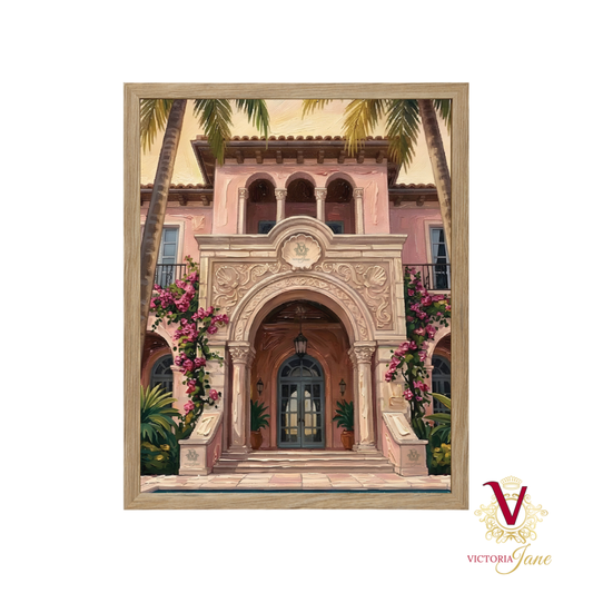 Villa Rosa Framed Art oak