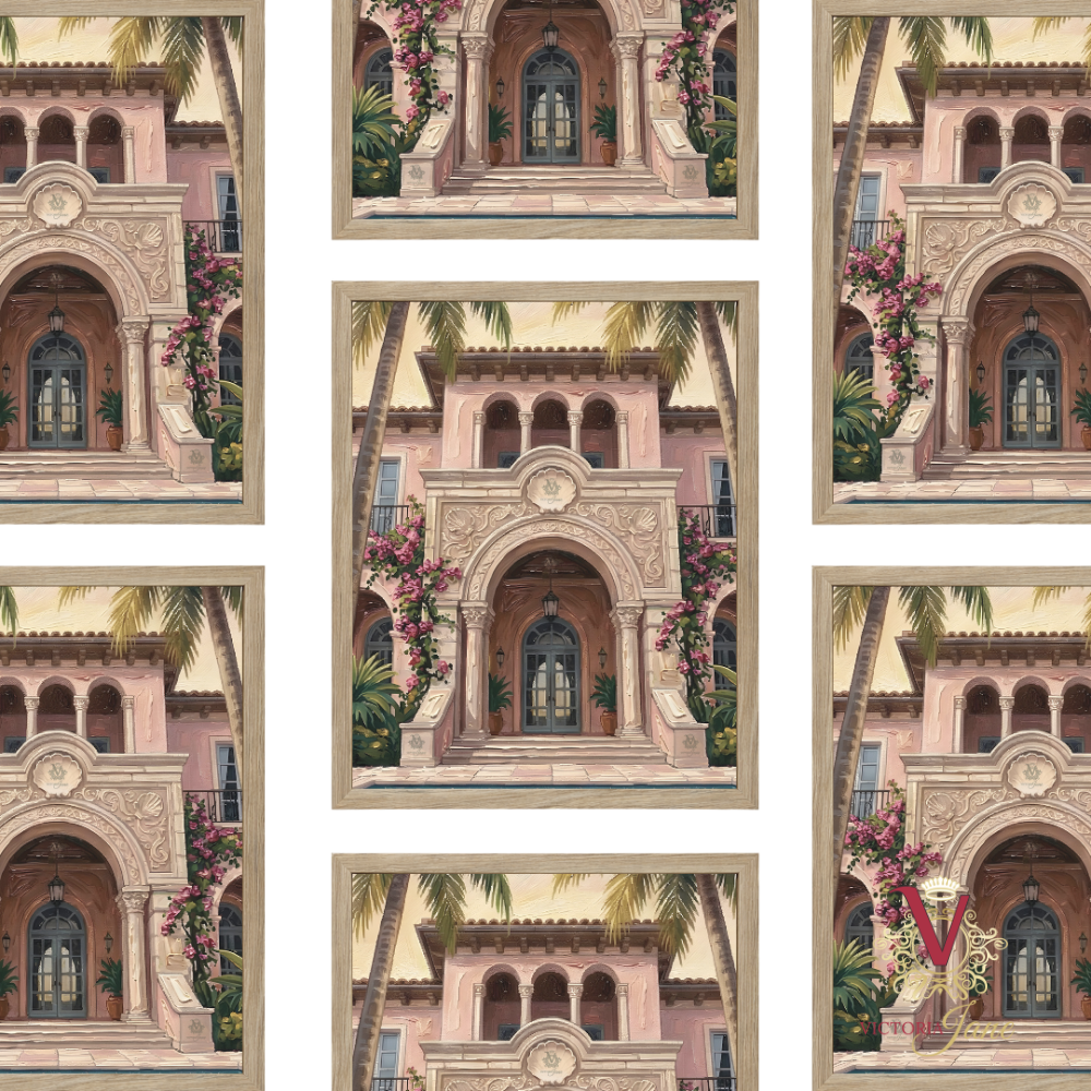 Villa Rosa Framed Art oak repeated