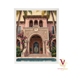 Villa Rosa Framed Art white