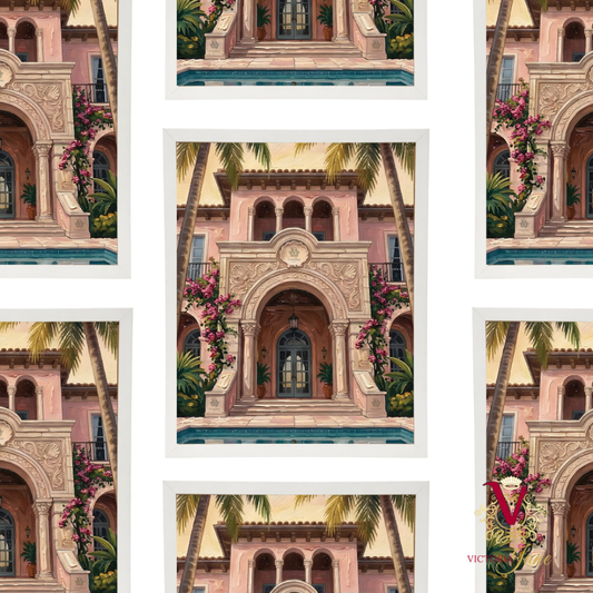 Villa Rosa Framed Art white repeated