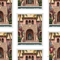 Villa Rosa Framed Art white repeated