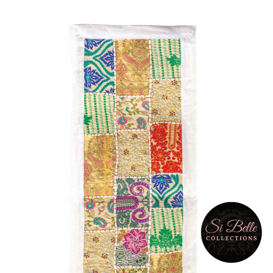 si belle collections White Colourful Cascade Table Runner top